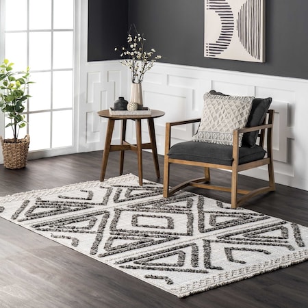 Nuloom Eilene Geometric Diamond Tasseled Area Rug 5ft x 8ft KKIO06A-508